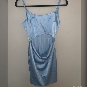 Missguided Dresses - Baby Blue Cut Out Satin Bodycon Dress Missguided Dresses - Baby Blue Cut Out Satin Bodycon Dress